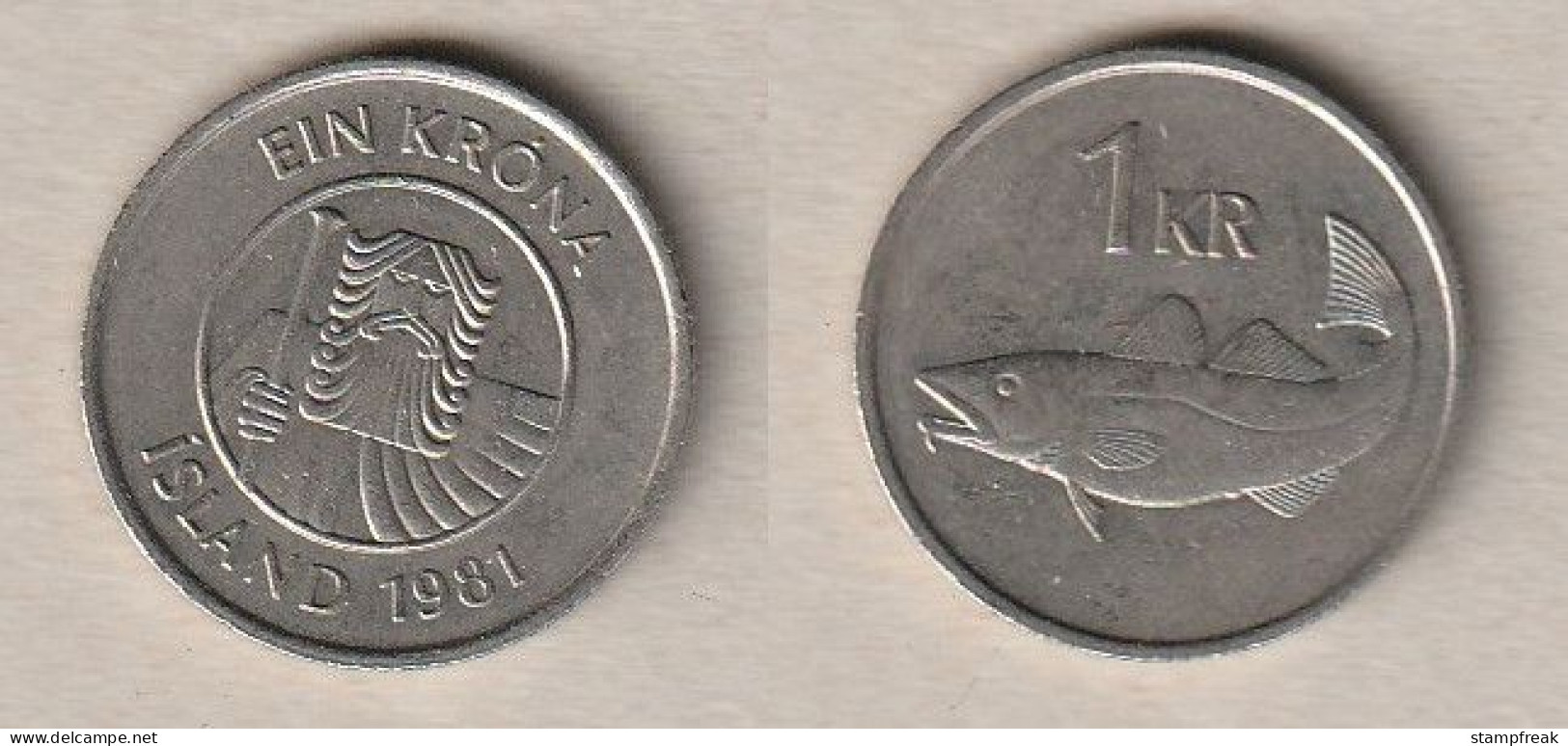 00143) Island, 1 Kronen 1981 - Islandia