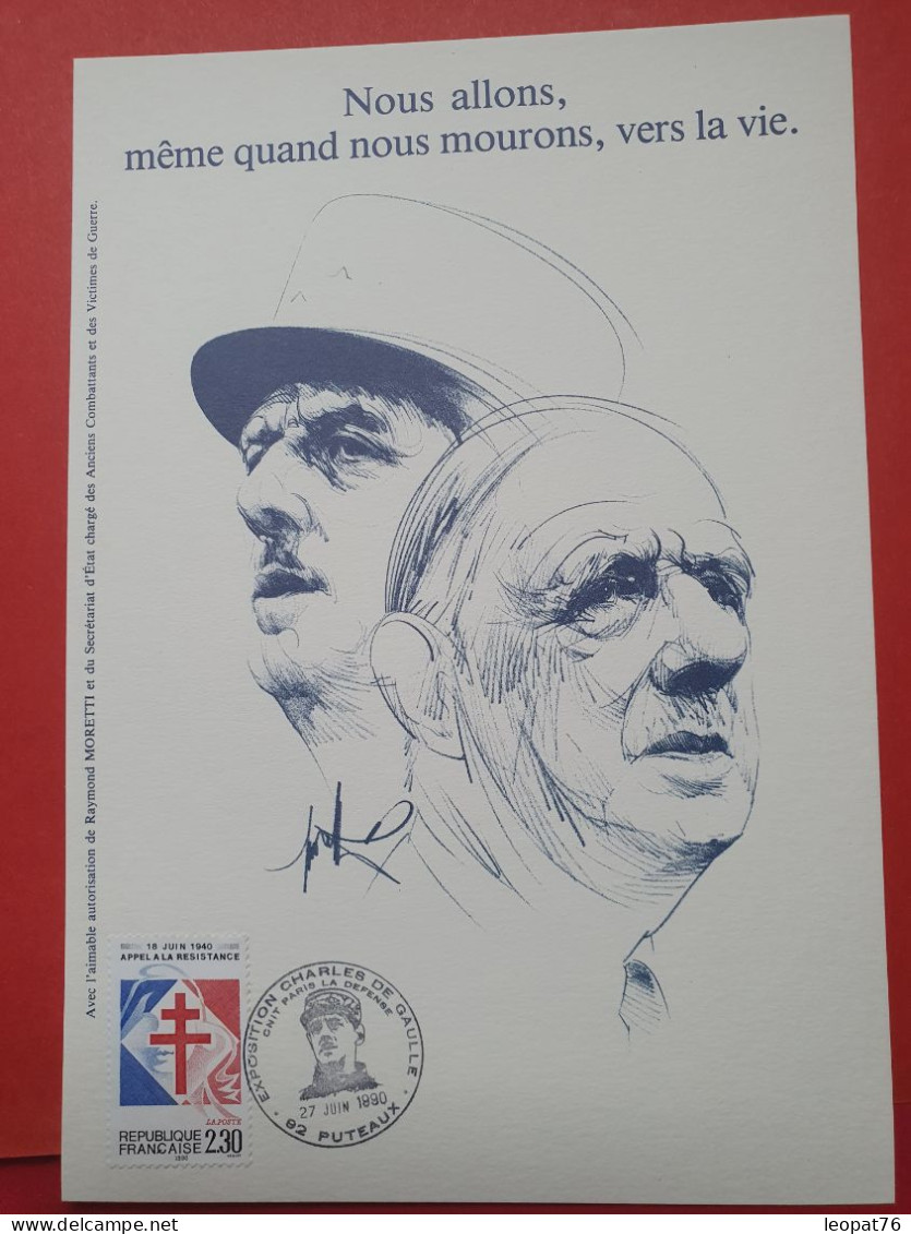 Encart En 1990 - Général De Gaulle - FDC 101 - De Gaulle (General)