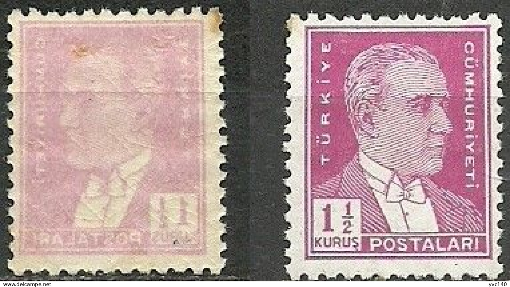 Turkey; 1941 Ataturk Postage Stamp 2 1/2 K. "Abklatsch" Error - Ongebruikt