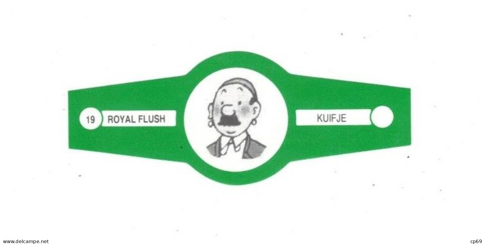 19) Bague De Cigare Série Tintin Verte Royal Flush Kuifje Dupond Où Dupont Détective En Superbe.Etat - Objets Publicitaires