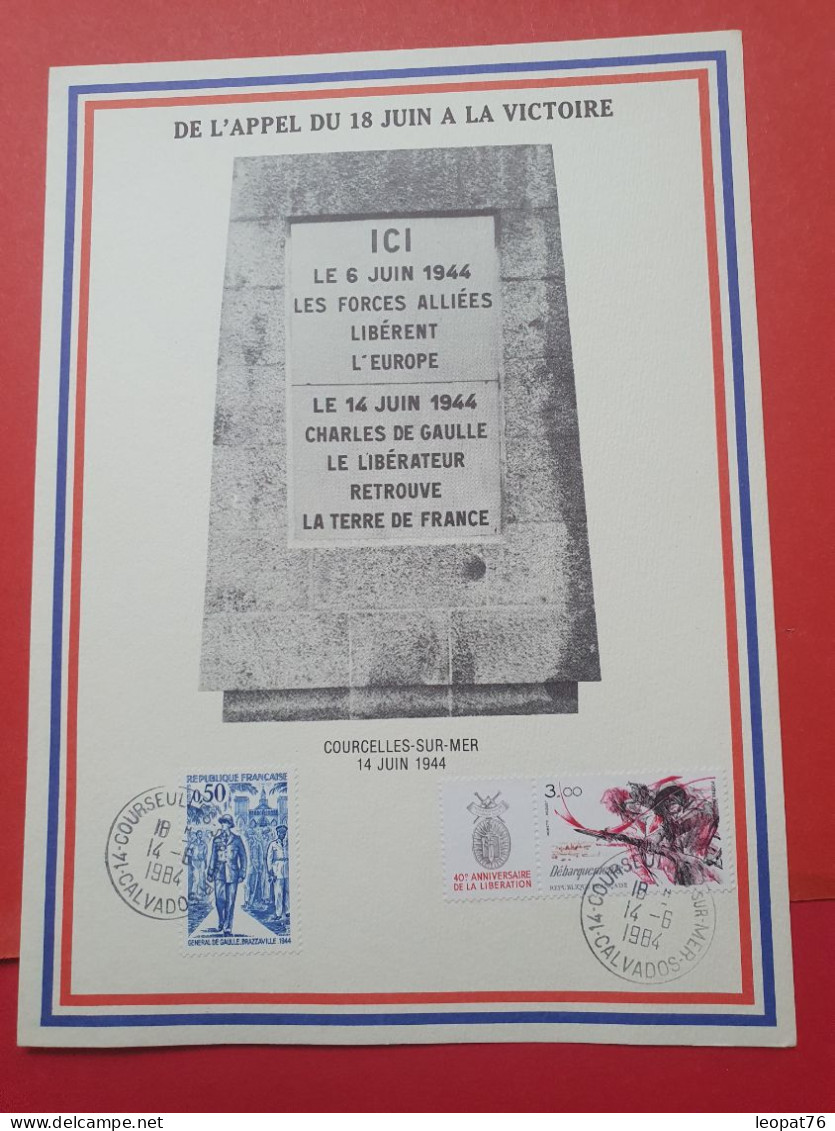 Encart En 1984 - Général De Gaulle -Appel Du 18 Juin  - FDC 107 - De Gaulle (General)