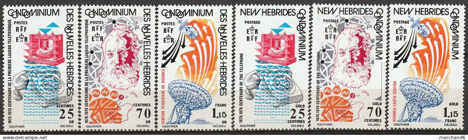 Nouvelles Hébrides Centenaire De La Première Liaison Téléphonique 1976 N°426/431 Neuf** - Unused Stamps