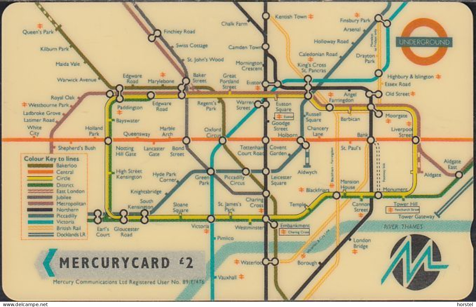 Mercury - MER117 LRT Underground Map (Issue 2) - £2 - 23MERA - Mercury Communications & Paytelco