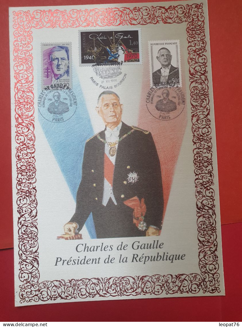 Encart En 1998 - Général De Gaulle  - FDC 112 - De Gaulle (General)