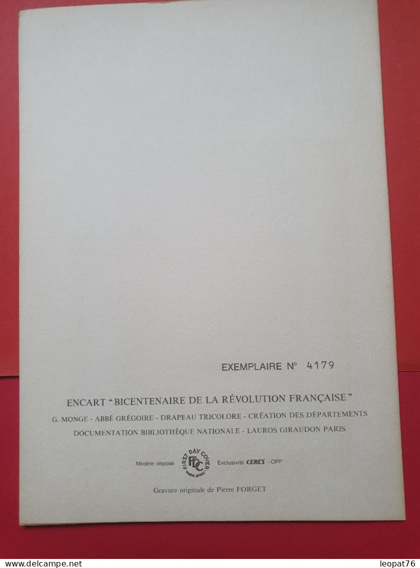 Encart En 1990 - Révolution Française - FDC 113 - Revolución Francesa