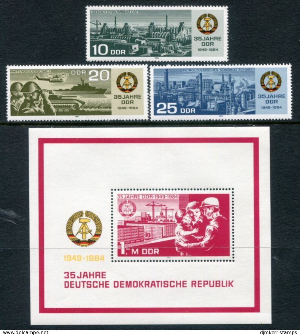 DDR 1984 Anniversary Of DDR II Set + Block MNH / **.  Michel 2893-95, Block 78 - Unused Stamps