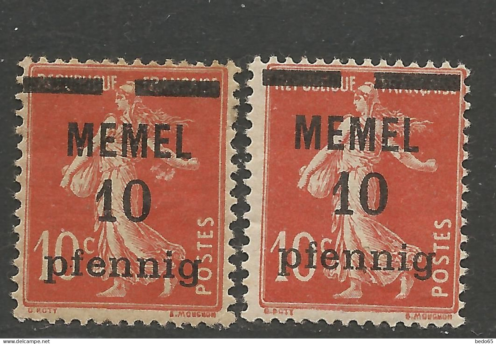 MEMEL N° 19 Papier GC Et Normal  NEUF* CHARNIERE  / Hinge / MH - Ongebruikt