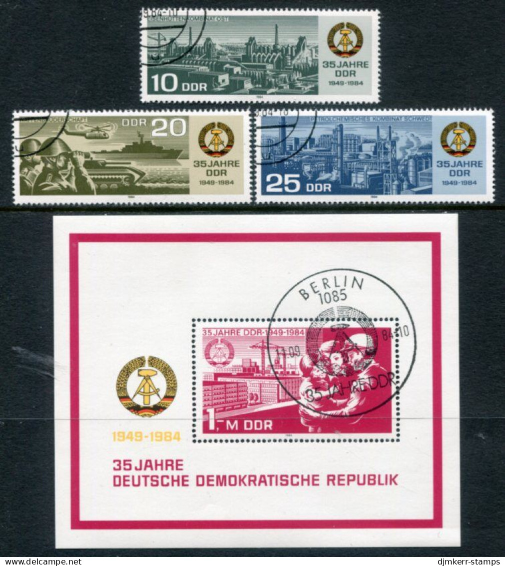 DDR 1984 Anniversary Of DDR II Set + Block Used.  Michel 2893-95, Block 78 - Used Stamps