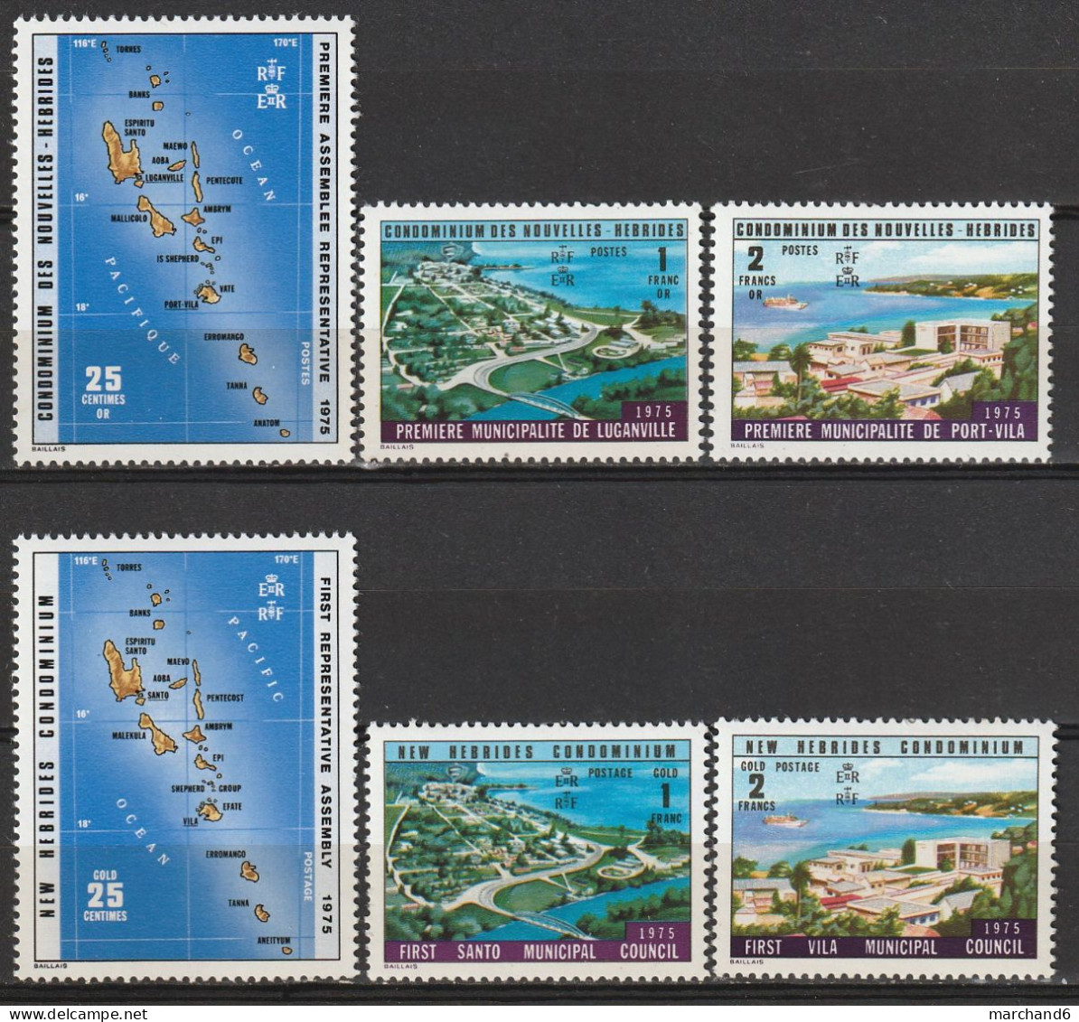 Nouvelles Hébrides 1ère Assemblées Représentatives 1976 N°432/437 Neuf** - Nuevos