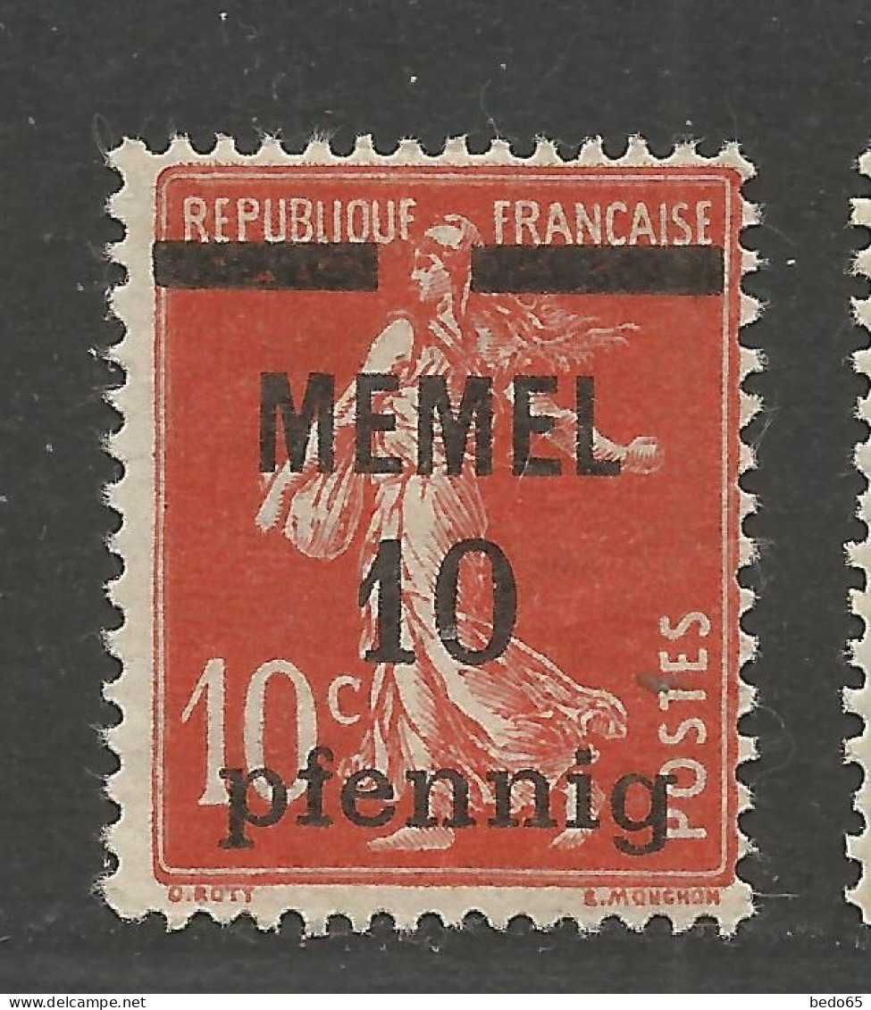 MEMEL N° 19 Surcharge Déplacée République Française Non BarréNEUF* CHARNIERE  / Hinge / MH - Unused Stamps