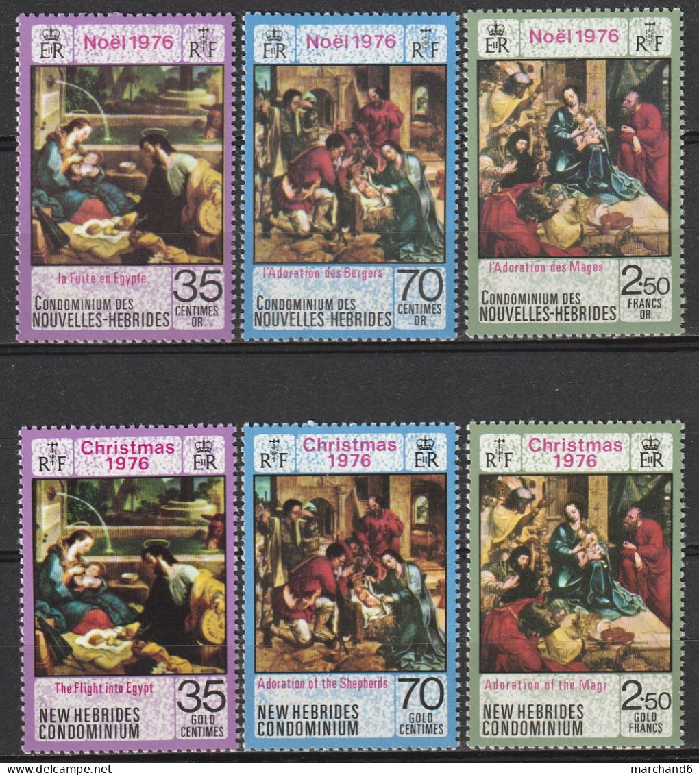 Nouvelles Hébrides Noel Tableaux 1976 N°438/443 Neuf** - Unused Stamps