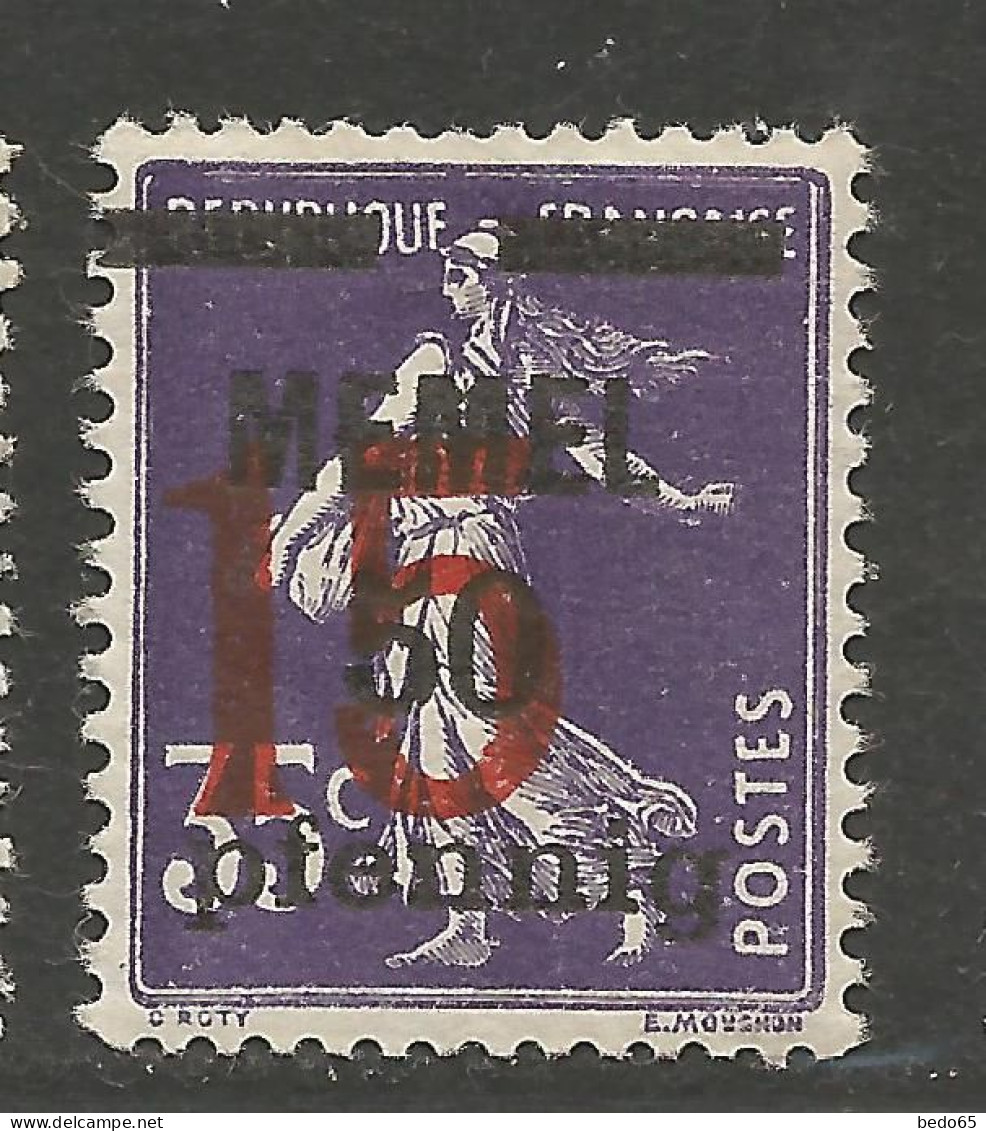 MEMEL N° 40 Surcharge 15 Penché NEUF* CHARNIERE  / Hinge / MH - Unused Stamps