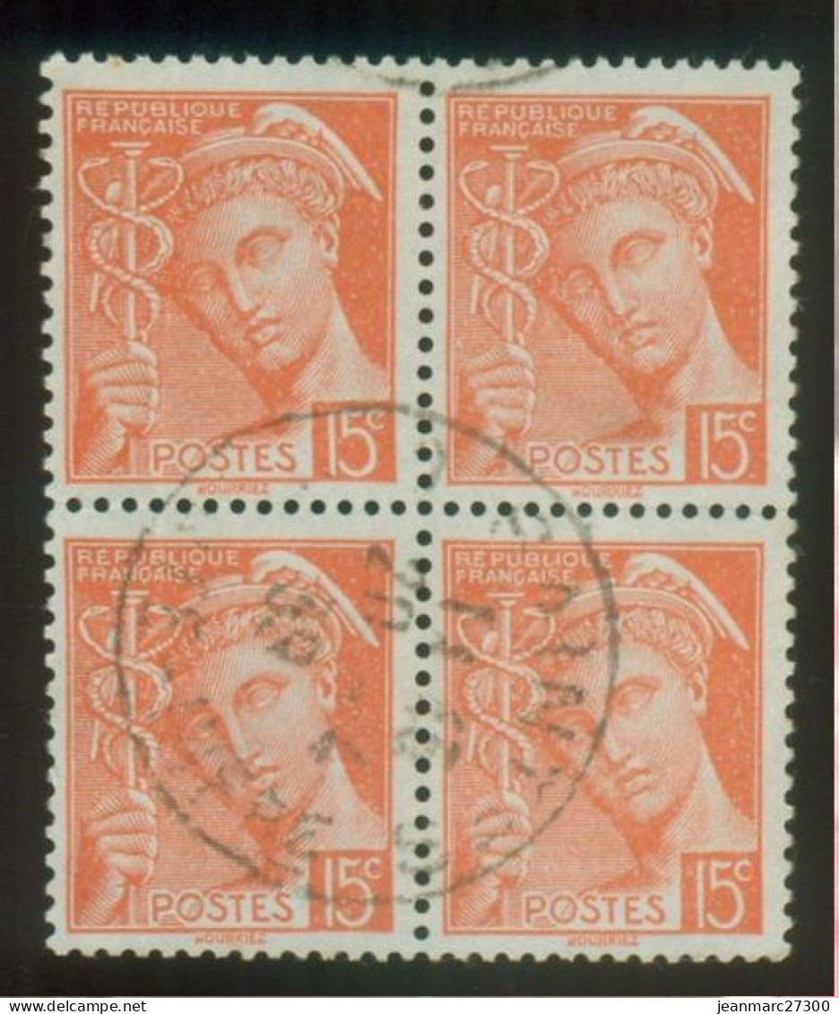 YT N° 408 Bloc De Quatre Oblitéré - 1938-42 Mercurius