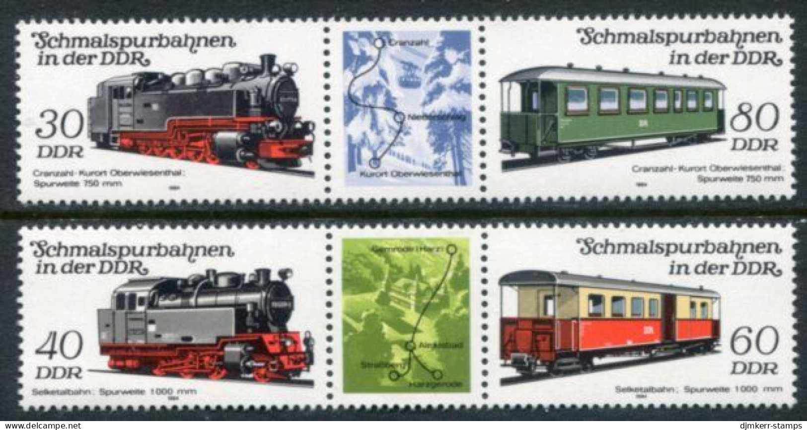DDR 1984 Narrow-gauge Ralways MNH / **.  Michel 2864-67 - Unused Stamps