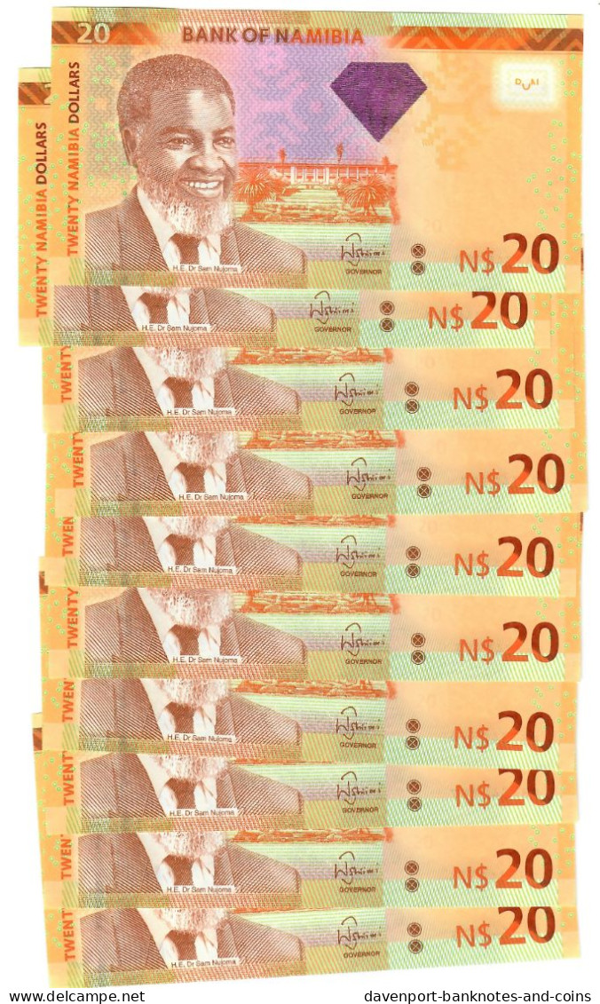 Namibia 10x 20 Dollars 2013 UNC "Shiimi" - Namibia