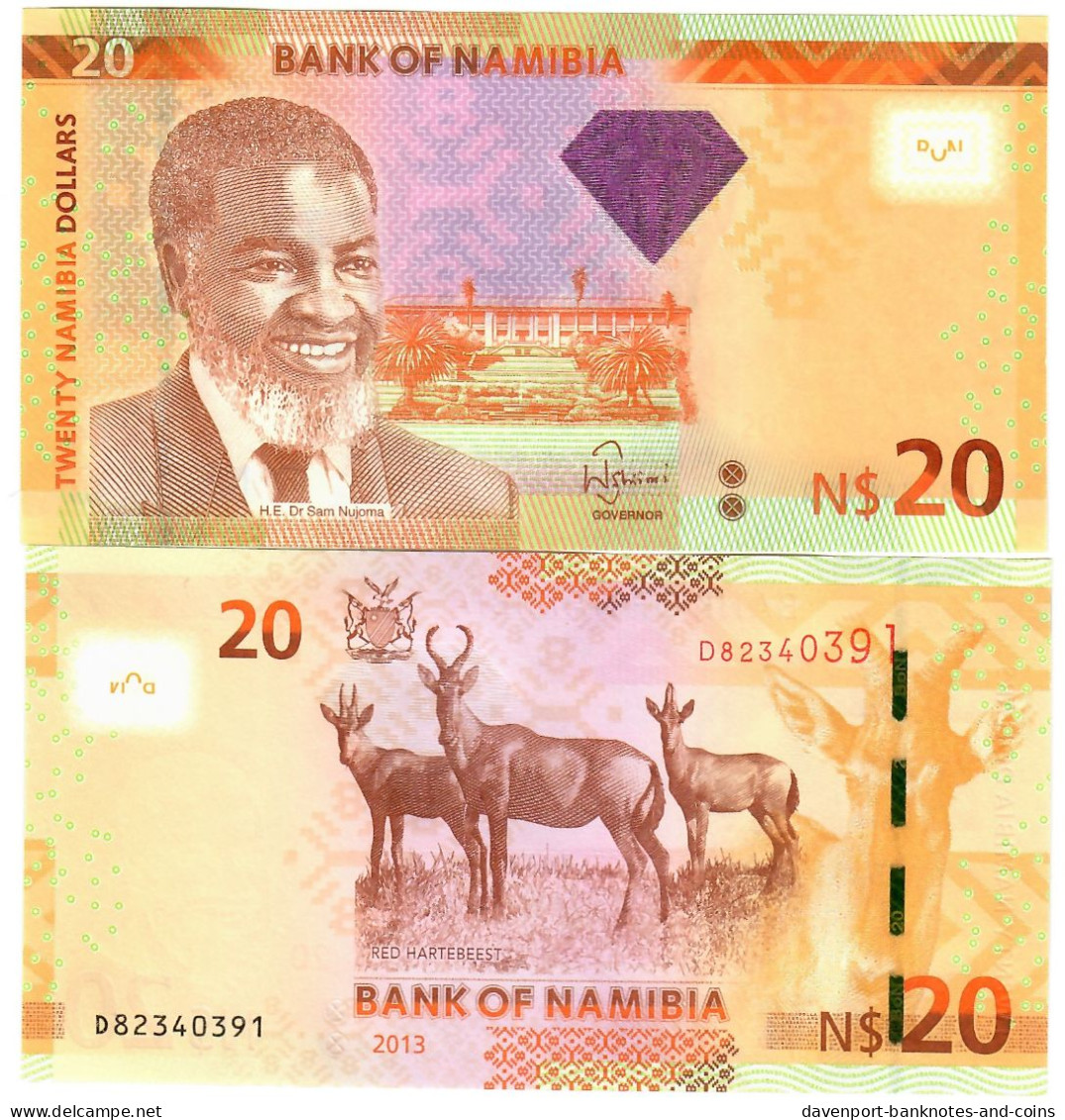 Namibia 10x 20 Dollars 2013 UNC "Shiimi" - Namibia