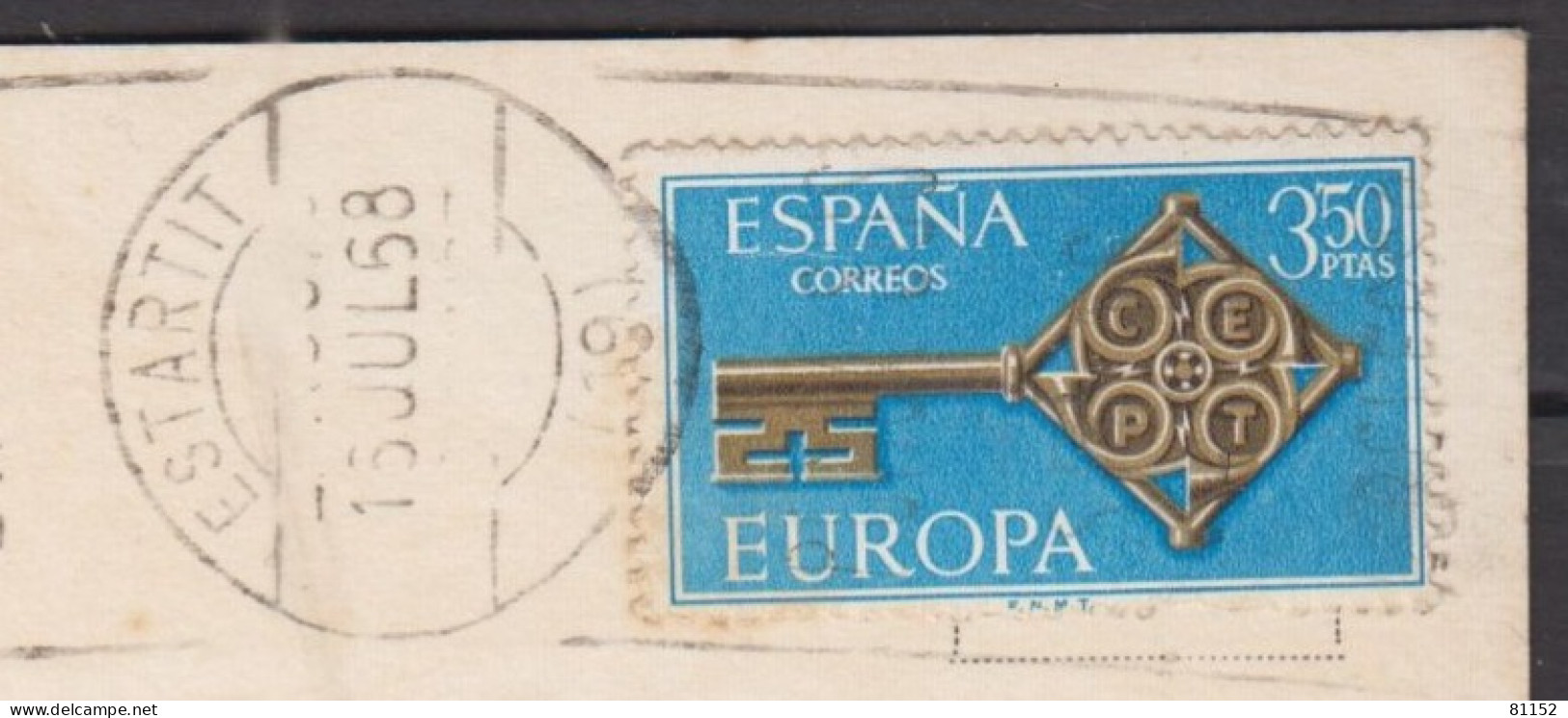 Espagne  EUROPA  3p.50  Y T. 1523  Sur CPSM   De ESTARTIT  1968  Pour  ST-BRIEUC  C.du.N. - Lettres & Documents