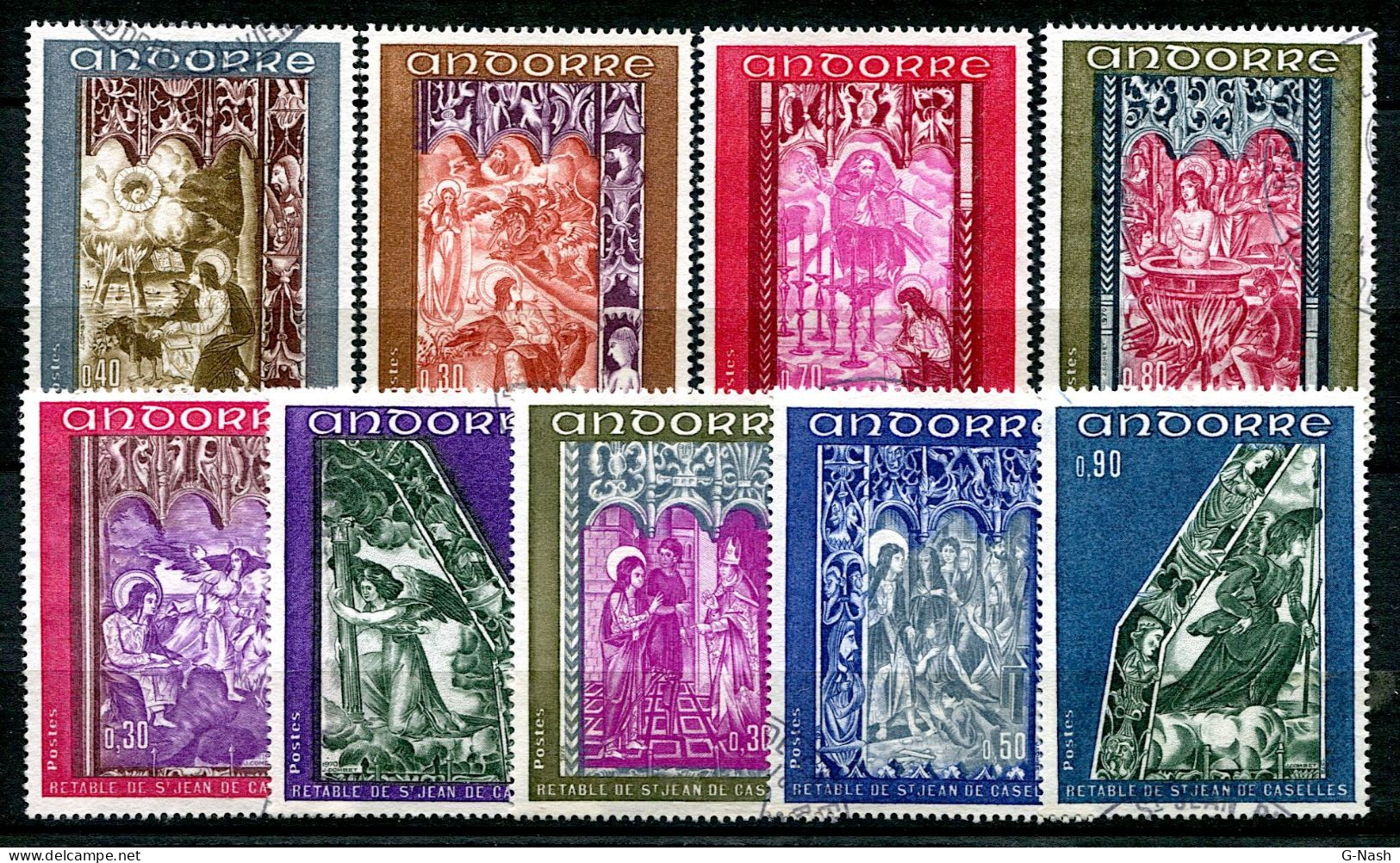 ANDORRE - Lot De 9 Timbres Oblitérés (3 Séries 198/200 - 206/208 - 221/223) - Used Stamps