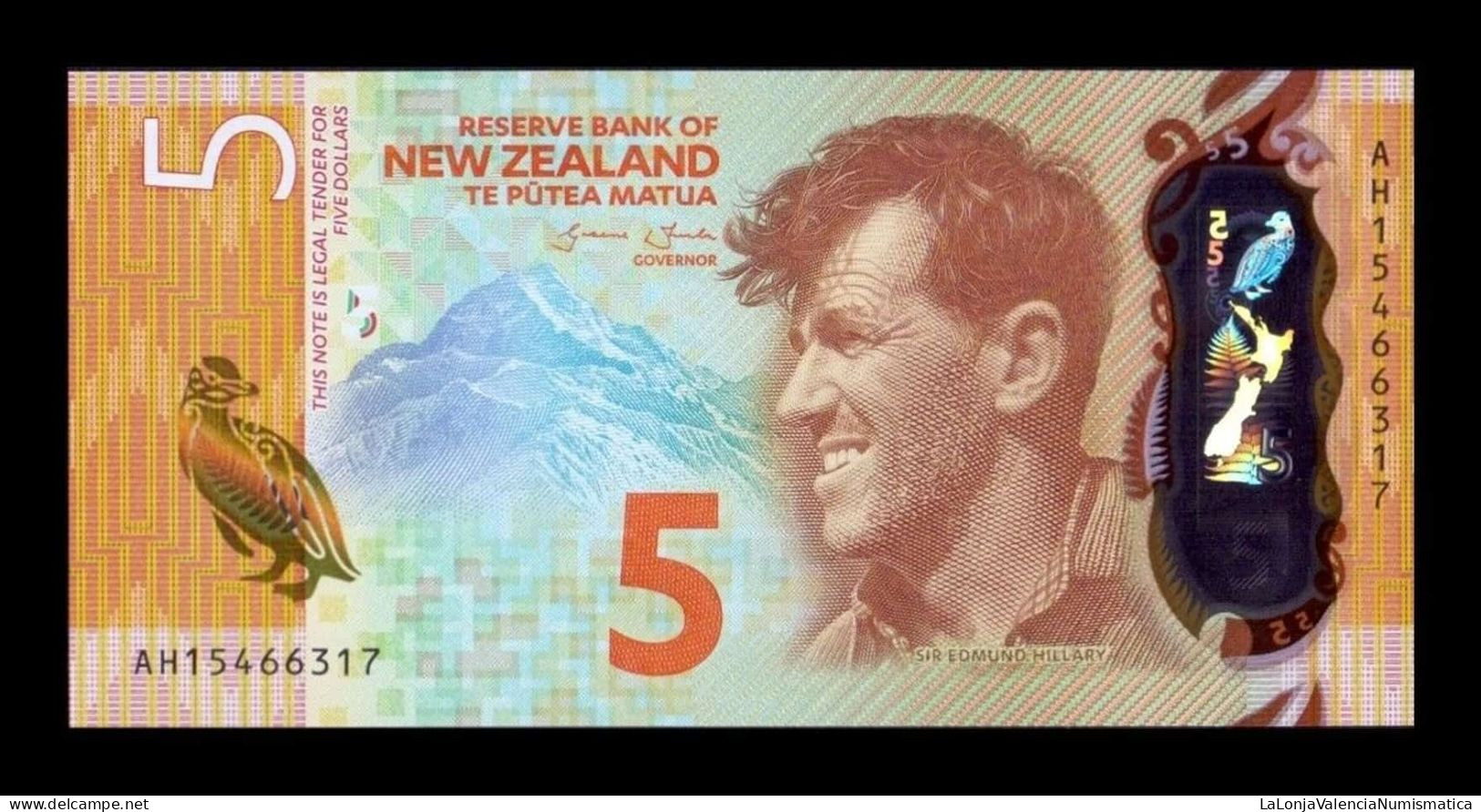 Nueva Zelanda New Zealand 5 Dollars 2015 Pick 191 Polymer Sc Unc - Neuseeland