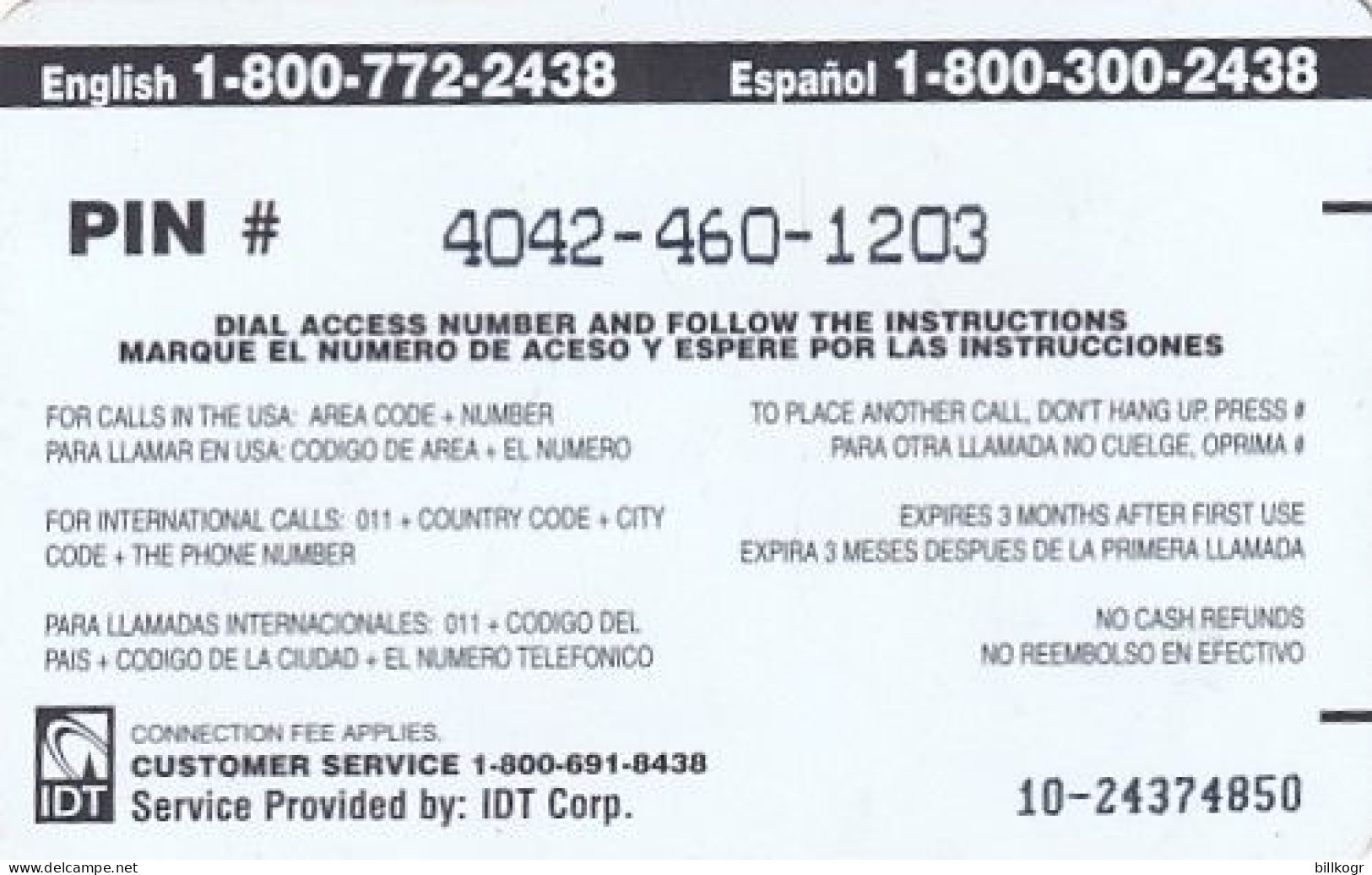 PUERTO RICO - Megatel By IDT Prepaid Card $10(thin), Exp.date 3 Months After First Use, Used - Puerto Rico