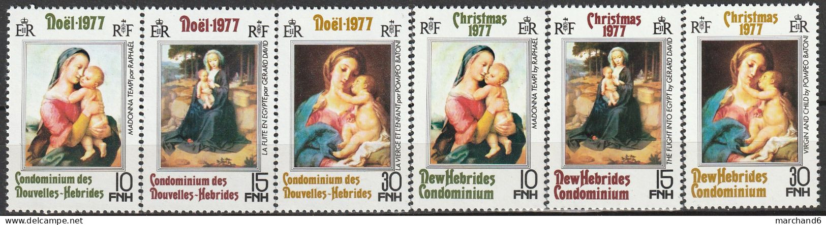 Nouvelles Hébrides Noel Tableaux 1977 France Anglaise N°521/526 Neuf** - Ungebraucht