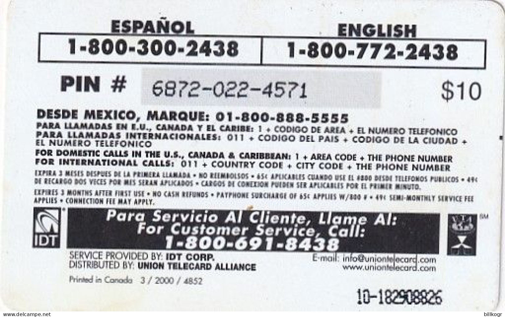 PUERTO RICO - Megatel By IDT Prepaid Card $10(thin), Exp.date 3 Months After First Use, Used - Puerto Rico