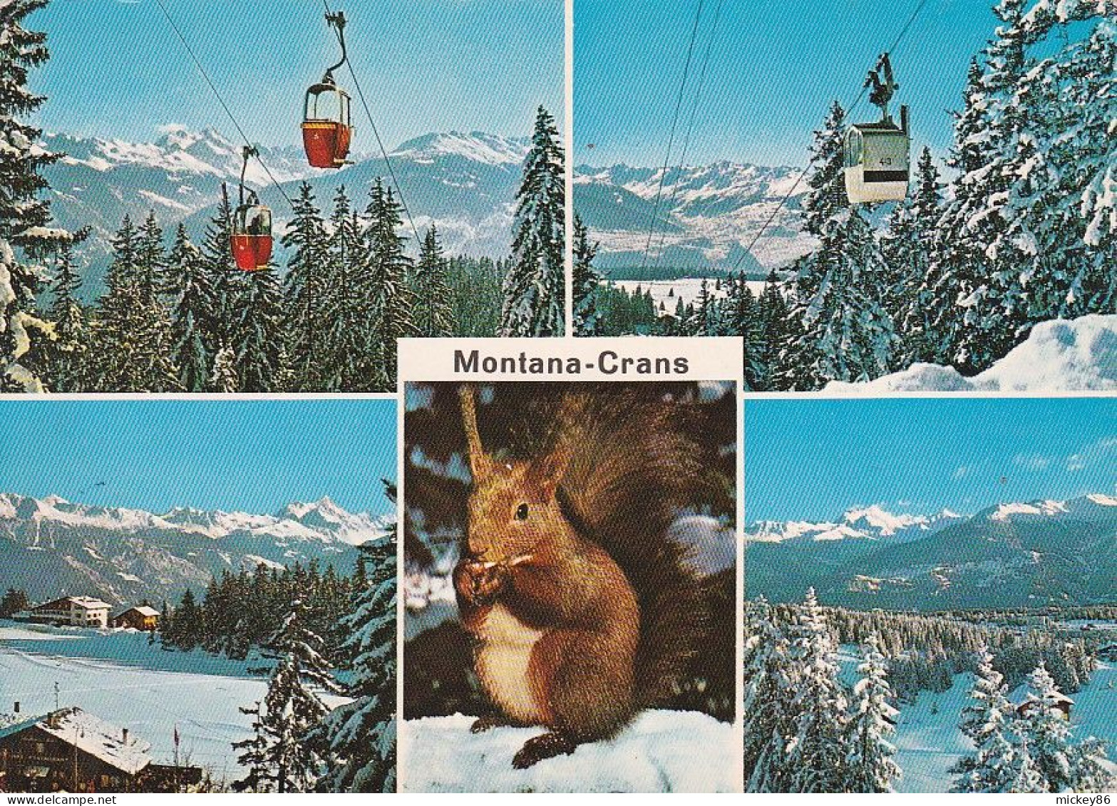 Suisse--CRANS-MONTANA --1963-- Multivues ( Téléférique, Paysages , écureuil )  .....timbre....cachet - Crans-Montana