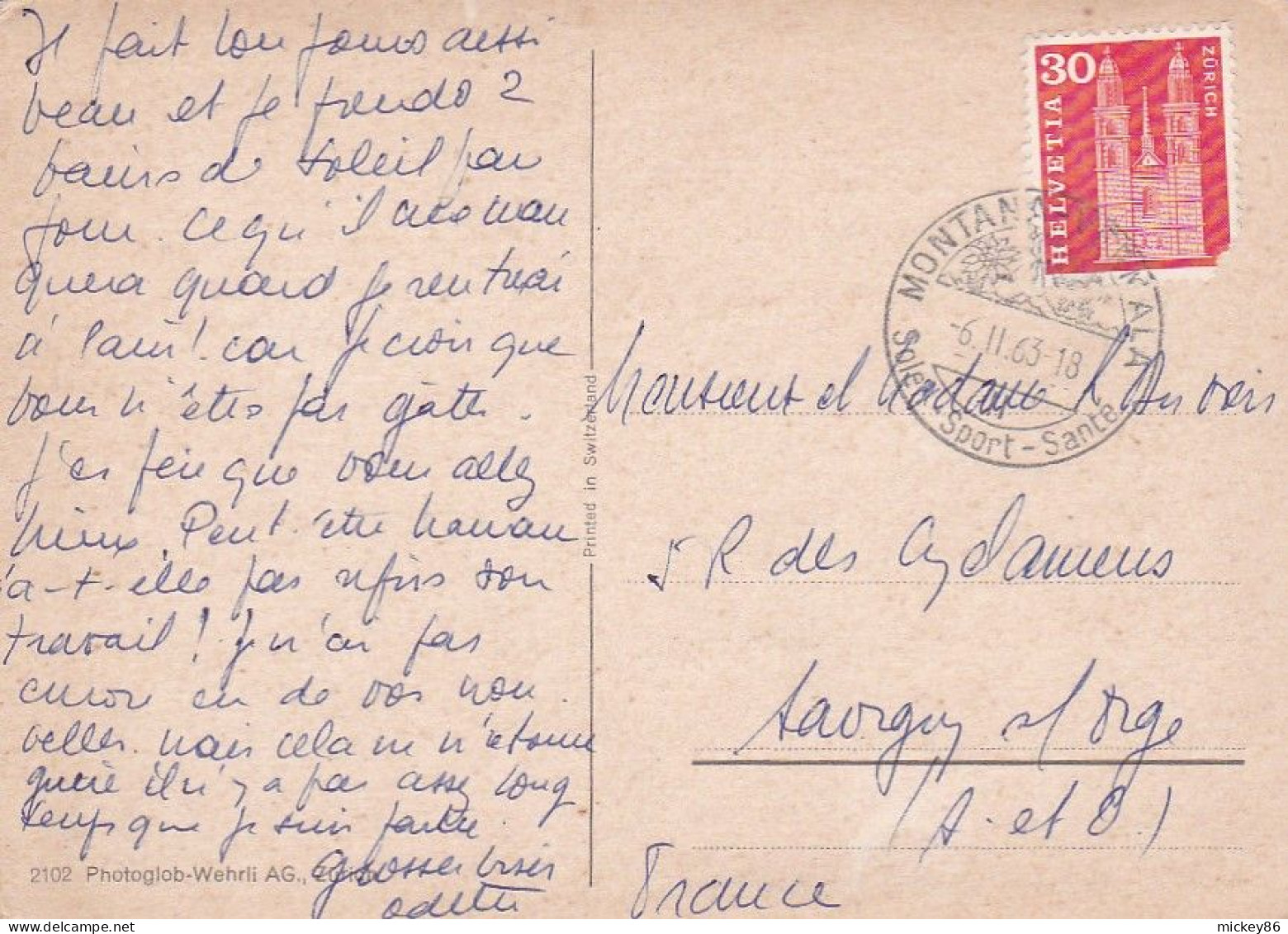 Suisse--CRANS-MONTANA --1963-- Multivues ( Téléférique, Paysages , écureuil )  .....timbre....cachet - Crans-Montana