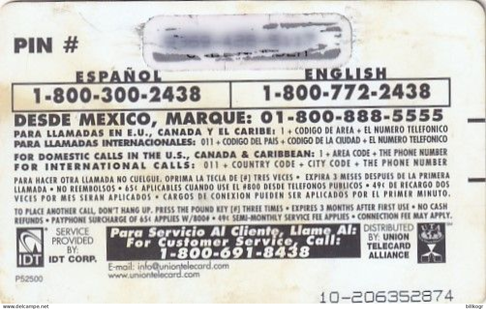 PUERTO RICO - Megatel By IDT Prepaid Card $10(thick), Exp.date 3 Months After First Use, Used - Puerto Rico