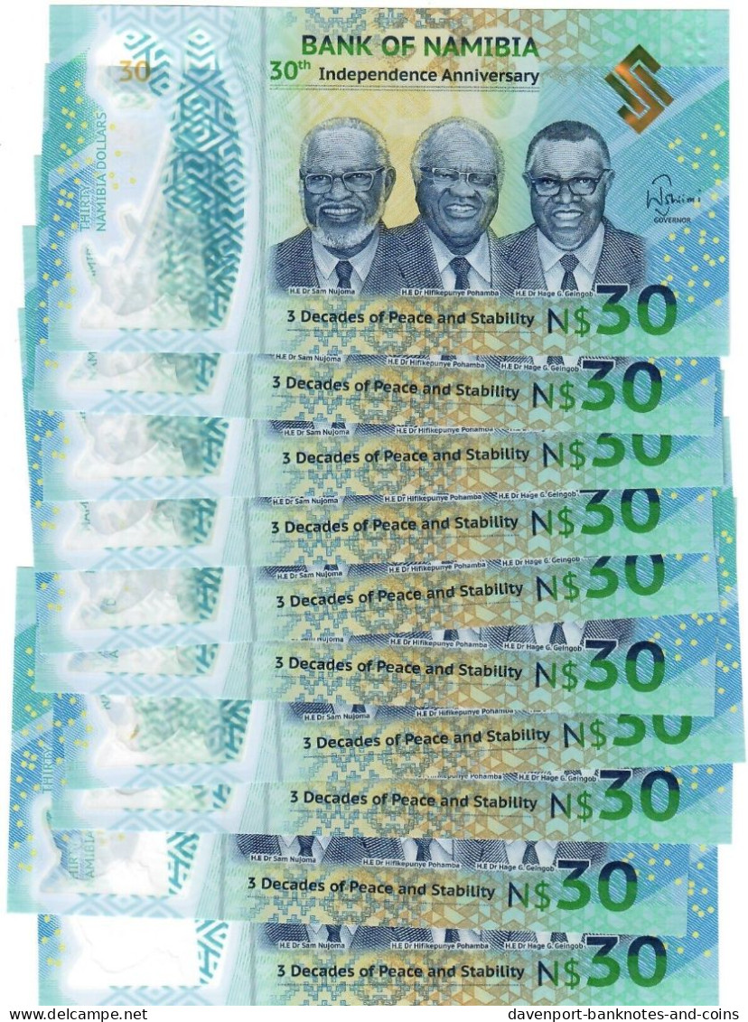 Namibia 10x 30 Dollars 2020 UNC - Namibië