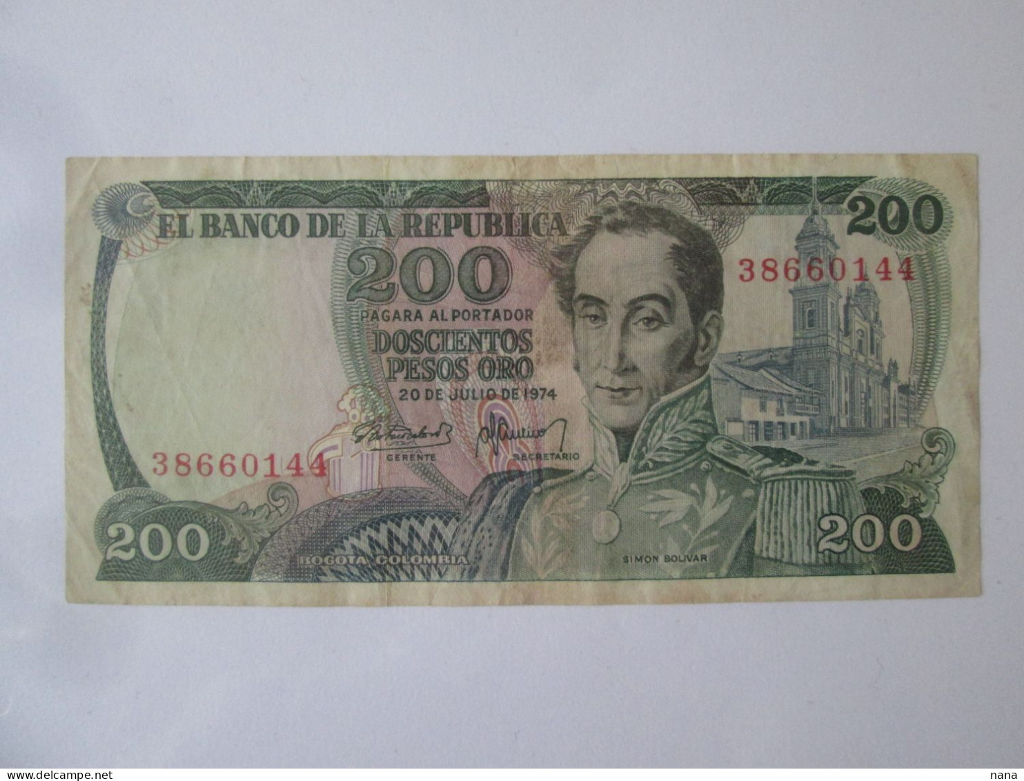 Rare Year! Colombia/Colombie 200 Pesos Oro 1974 Banknote,see Pictures - Colombia