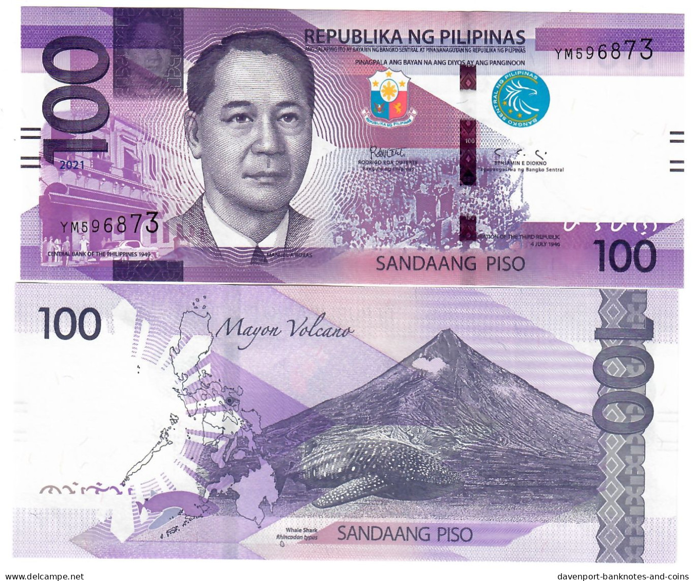 Philippines 100 Piso 2022 UNC (blue Seal 2021) - Philippines