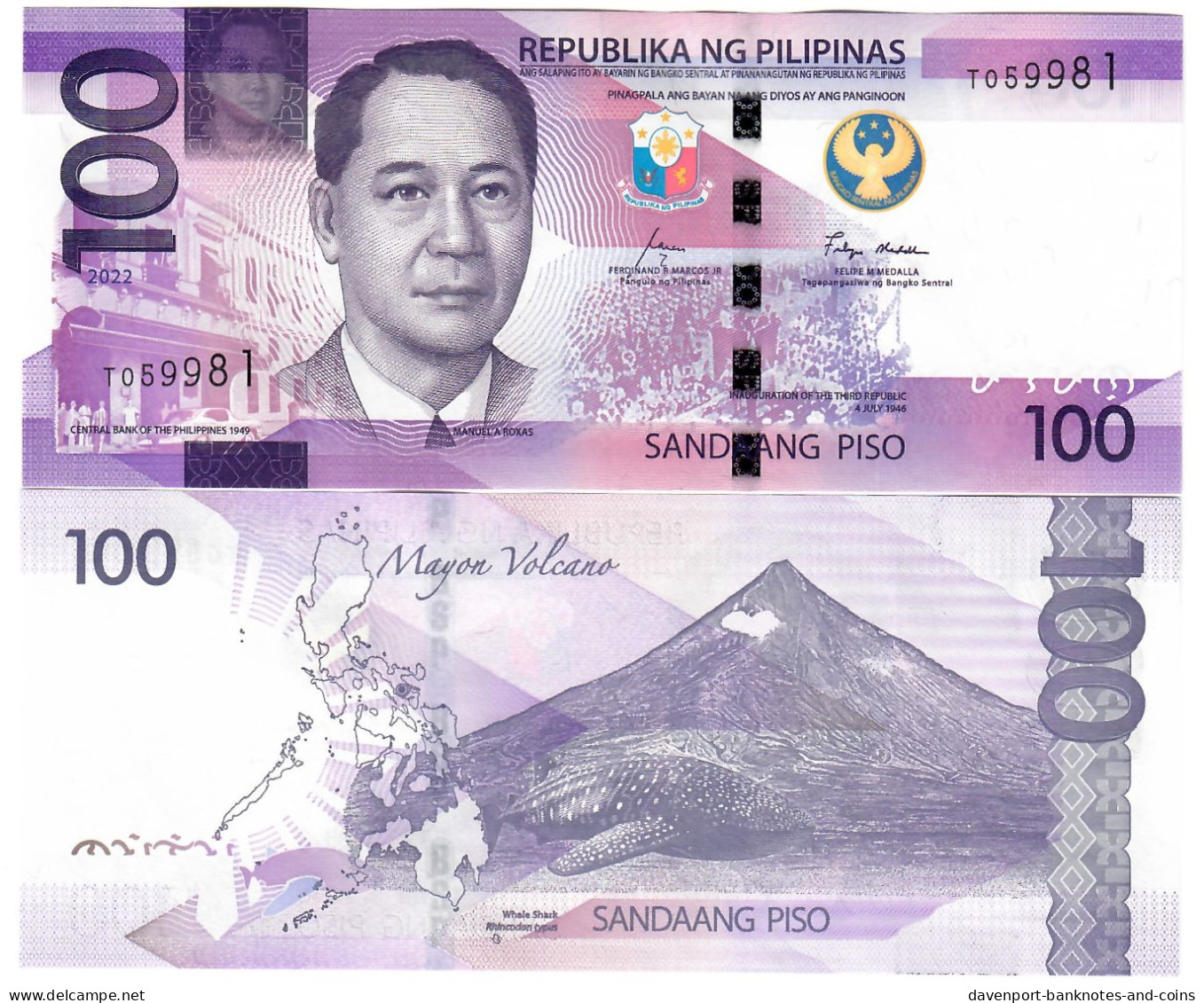 Philippines 100 Piso 2022 (2023) UNC (yellow Seal 2023) - Philippines