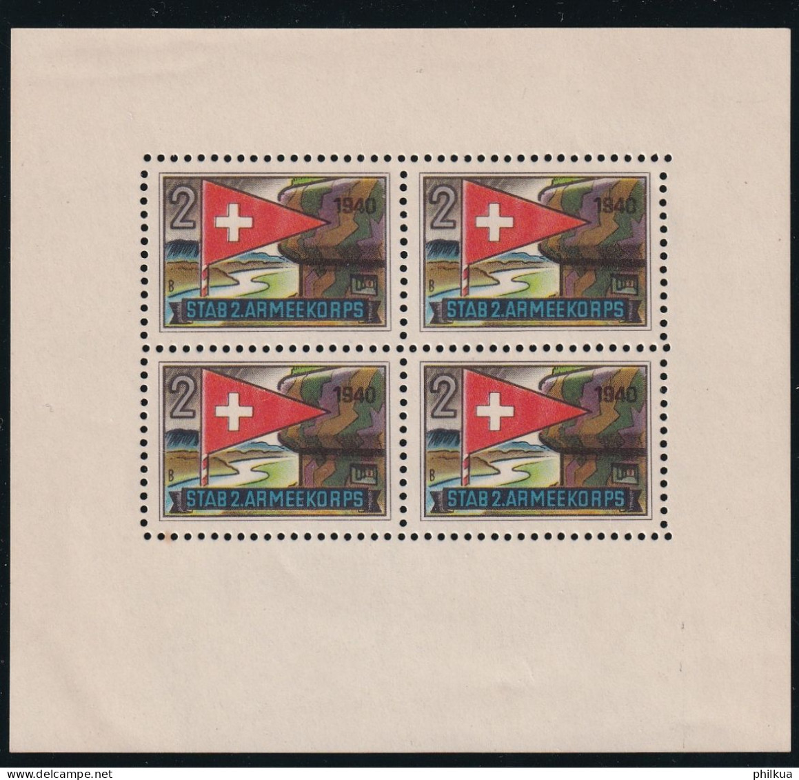 Kommandostäbe 17 Gezähnter Block Ohne Inschrift - Stab. 2. Armeekorps -  Postfrisch/**/MNH - Labels