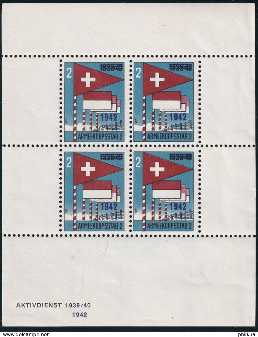 Kommandostäbe 15 Gezähnter Block Ohne Inschrift - Armeekorpsstaab 2 -  Postfrisch/**/MNH - Vignetten