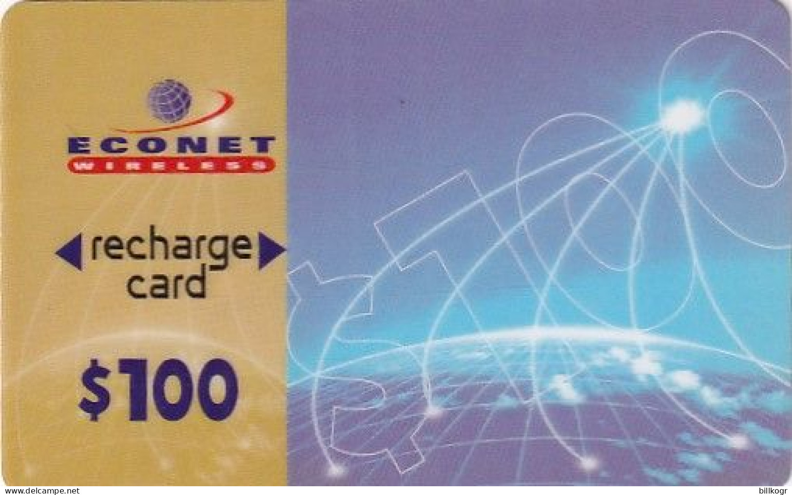 ZIMBABWE - Econet Recharge Card $100, Exp.date 31/12/99, Used - Zimbabwe