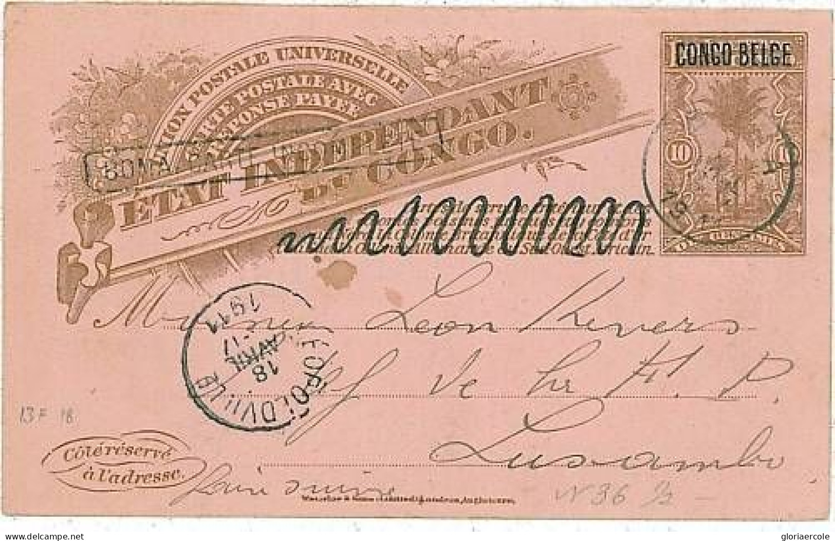 02431 - BELGIAN CONGO - BELGE BELGISCH - STATIONERY CARD From BOMA - 1911 - Postwaardestukken