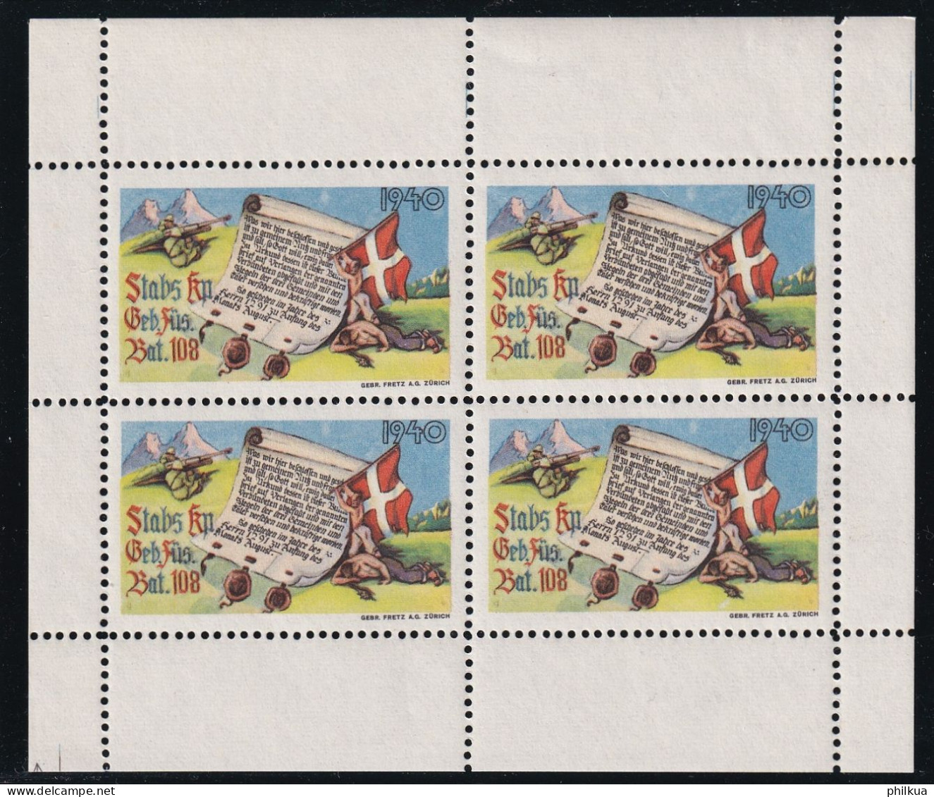 Infantrie 543 - Block Ohne Inschrift - Stabs Kp. Geb. Füs. Bat. 108 - Postfrisch/**/MNH - Etichette