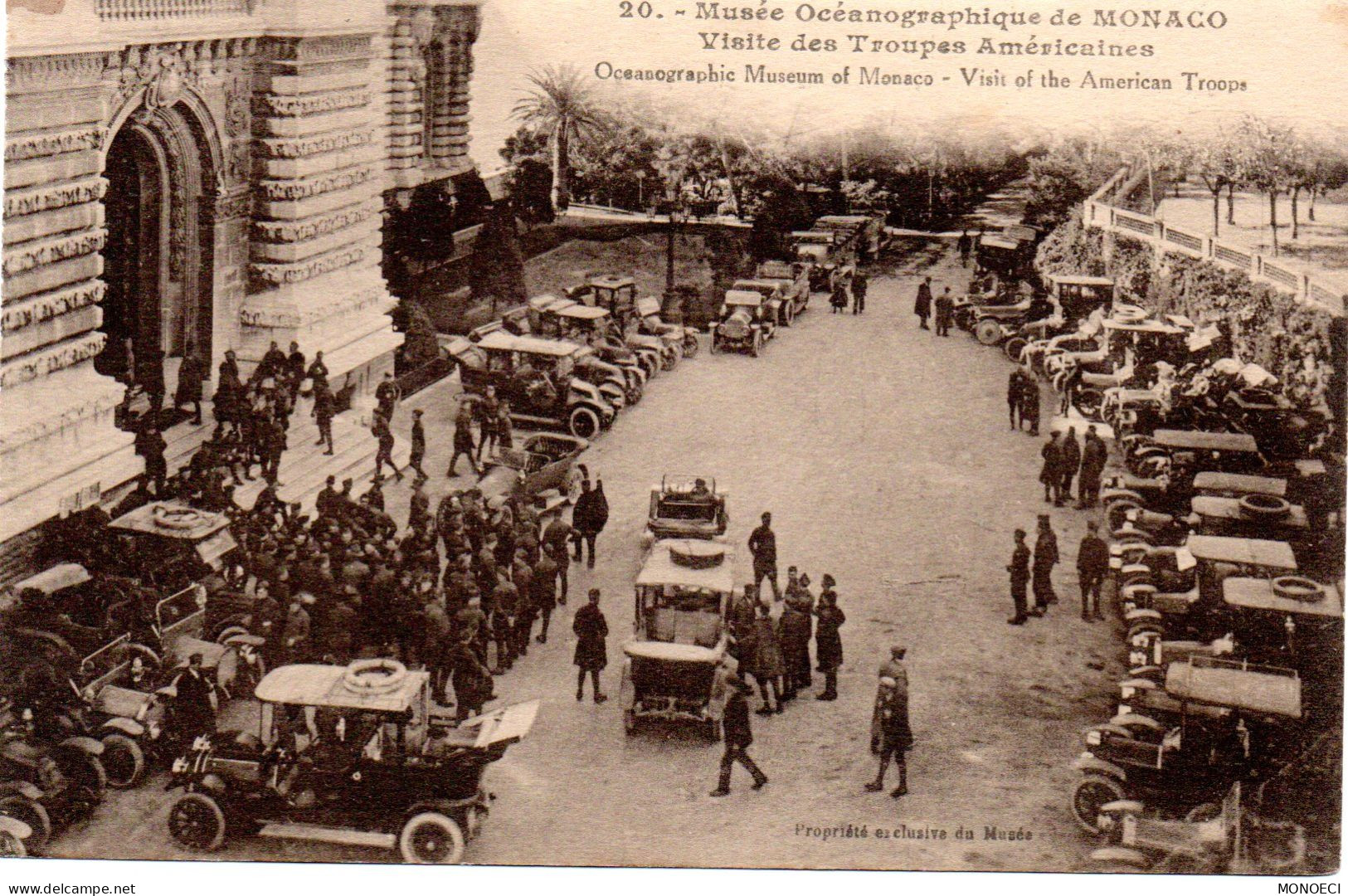 MONACO -- MONTE CARLO --  CPA --  Musée Océanographique - Visite Des Troupes Américaines - Museo Oceanográfico