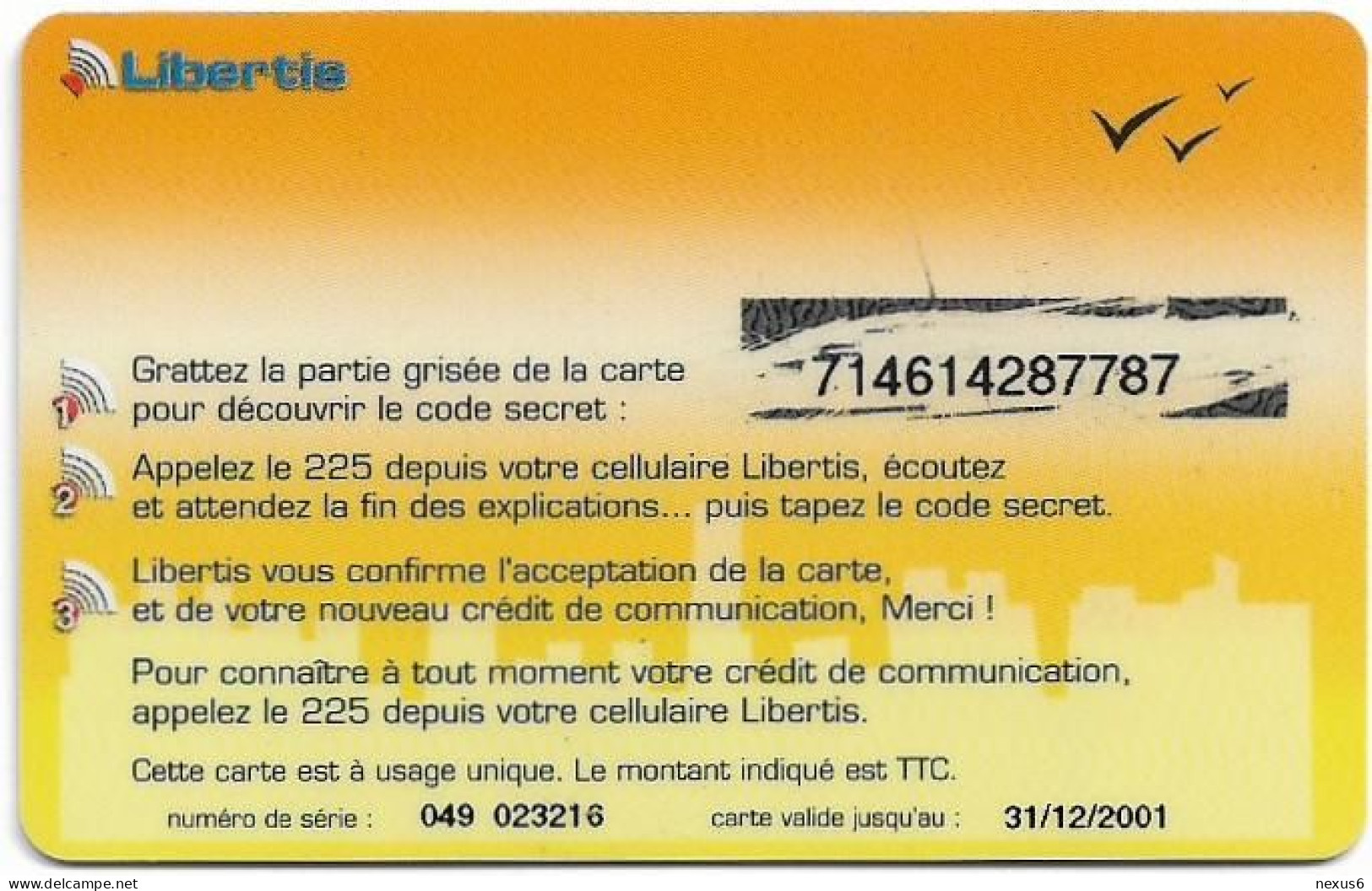 Gabon - Libertis - Conservez Cette Carte, Exp.31.12.2001, GSM Refill 10.000FCFA, Used - Gabun