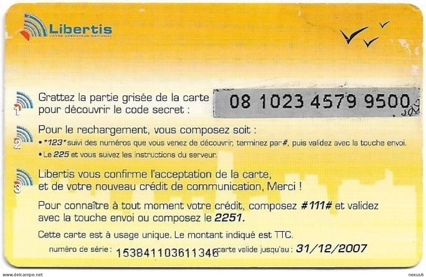 Gabon - Libertis - Hand Pointing Numbers, Exp.31.12.2007, GSM Refill 2.000FCFA, Used - Gabun