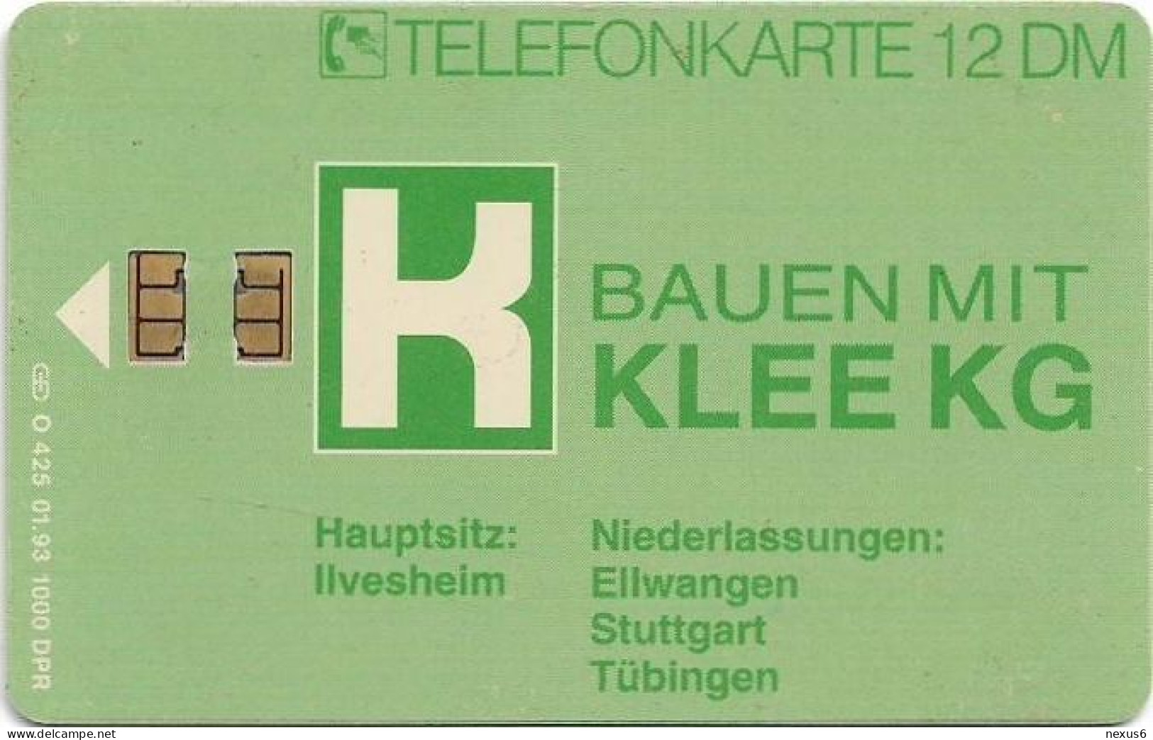 Germany - Bauen Mit Klee KG - O 0425 - 01.1993, 12DM, 1.000ex, Used - O-Series: Kundenserie Vom Sammlerservice Ausgeschlossen
