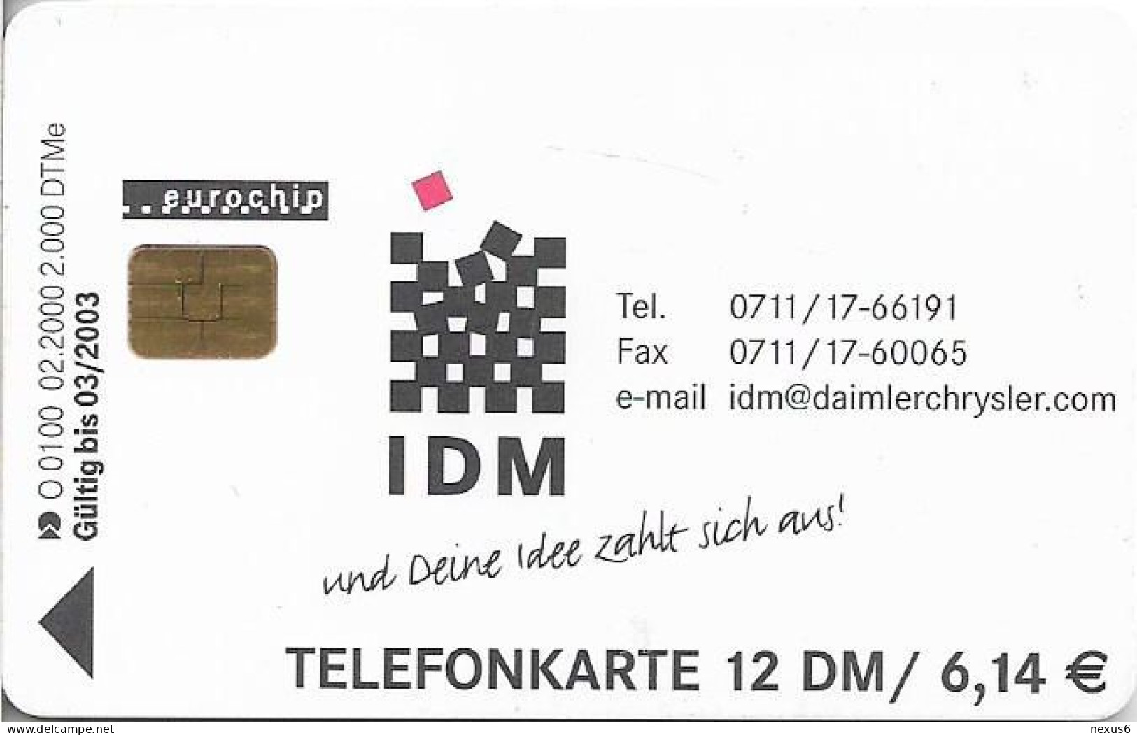 Germany - Daim Ler Benz, IDM - Vorschlagswesen - O 0100 - 02.2000, 12DM, 2.000ex, Used - O-Series: Kundenserie Vom Sammlerservice Ausgeschlossen