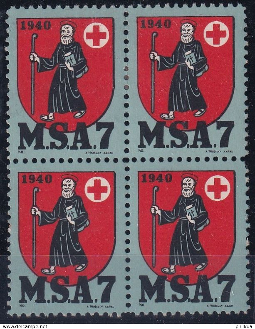 Sanität 61 - Vierer-Block Gezähnt - M.S.A. 7 - Postfrisch/**/MNH - Etichette