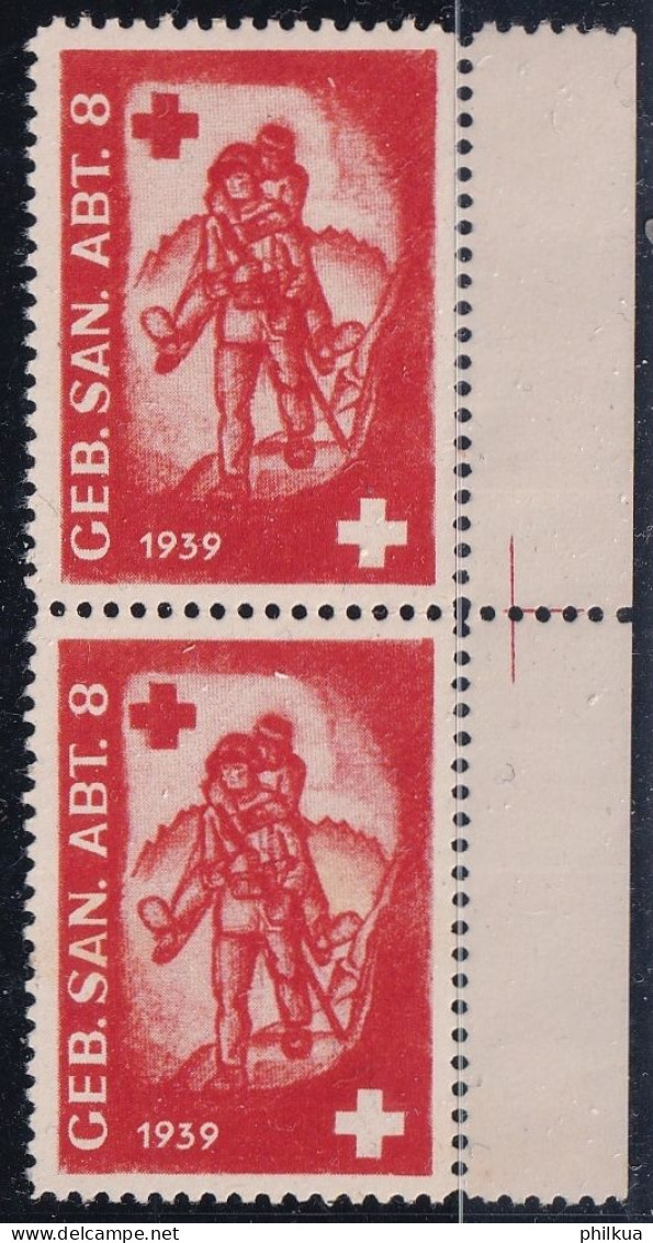 Sanität 63 - Paar Gezähnt - Geb. San. Abt. 8 - Postfrisch/**/MNH - Labels