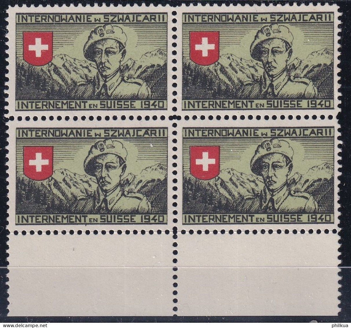 Verschiedenes 11 - Internement En Suisse - Viererblock Gezähnt -  Postfrisch/**/MNH - Labels