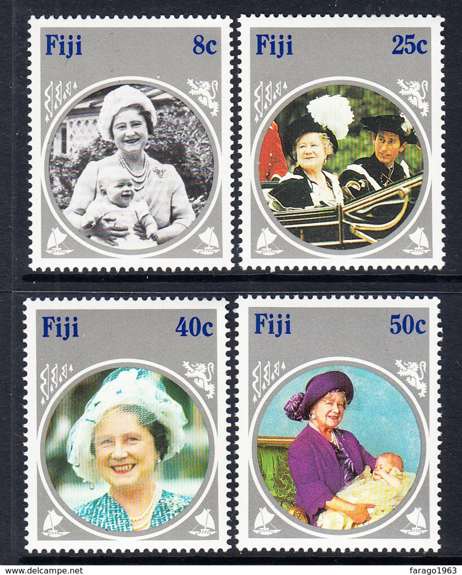 1985 Fiji Queen Mother JOINT ISSUE Complete Set Of 4 MNH - Fidji (1970-...)