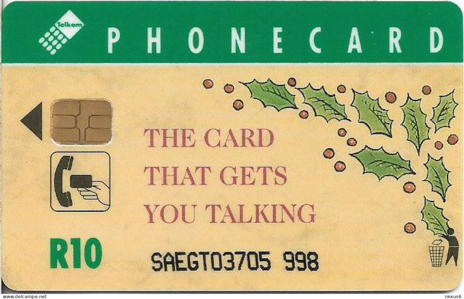 S. Africa - Telkom - Angel & Phone, (Cn. Normal 0, Bold), Chip Siemens S30, 1994, 10R, Used - Südafrika