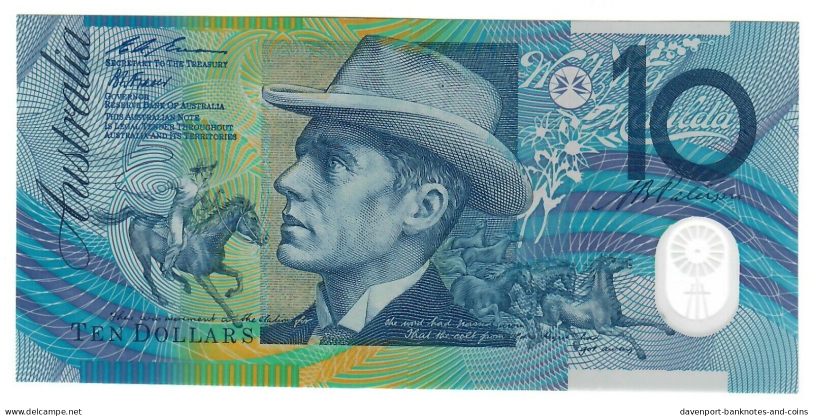 Australia 10 Dollars 1993 UNC Evans-Fraser - 1992-2001 (Polymer)