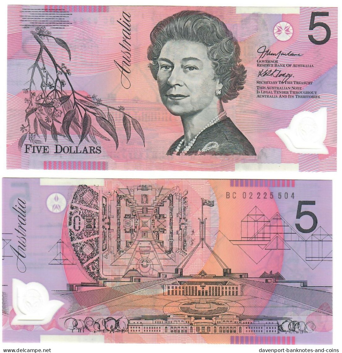 Australia 5 Dollars 2002 UNC "MacFarlane-Henry" - 1992-2001 (polymeerbiljetten)